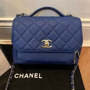 Chanel Limited Edition Business Affinity Quilted Blue Caviar Medium Crossbody